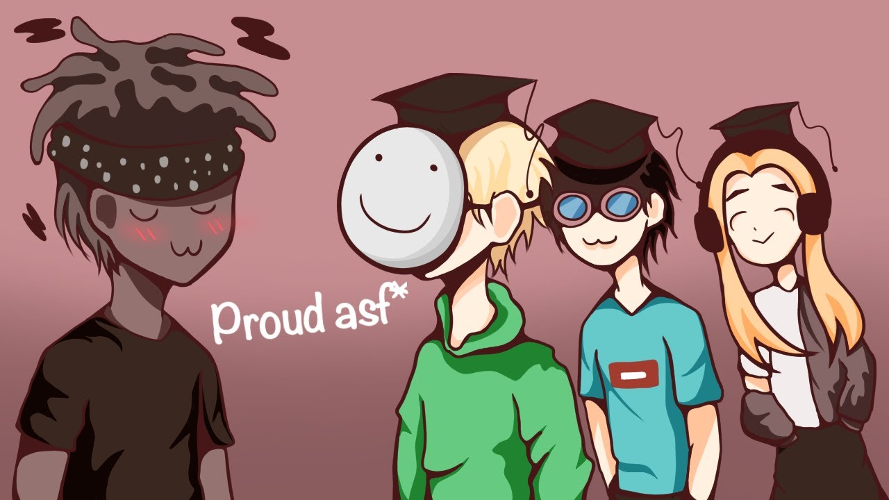 Dream, George and Nihachu graduated on Dream smp Art Class
