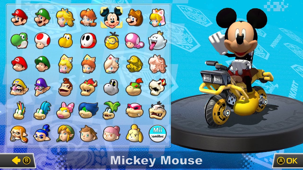 What if you play Mickey Mouse in Mario Kart 8 Deluxe (Mushroom Cup) (4K)