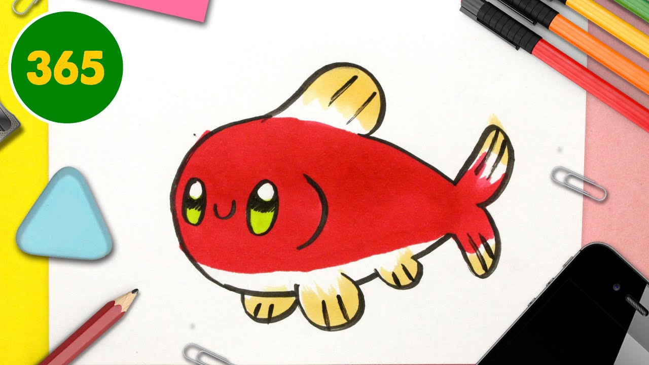 COME DISEGNARE PESCARE KAWAII - Come disegnare animali