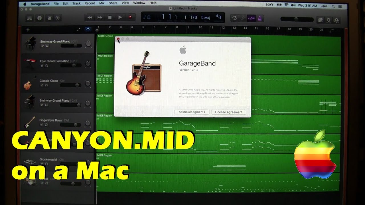 MIDI on a Mac: CANYON.MID in GarageBand