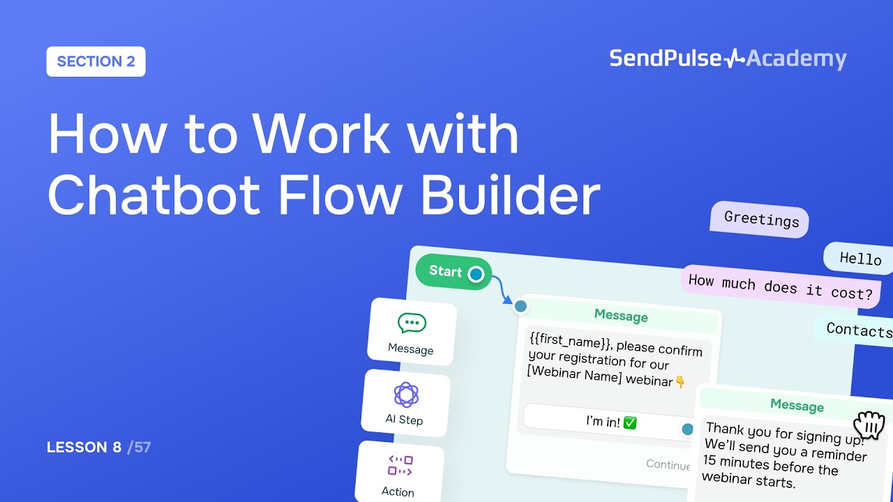 Lesson 8: How to Work with Chatbot Flow Builder | Free Chatbot Course
