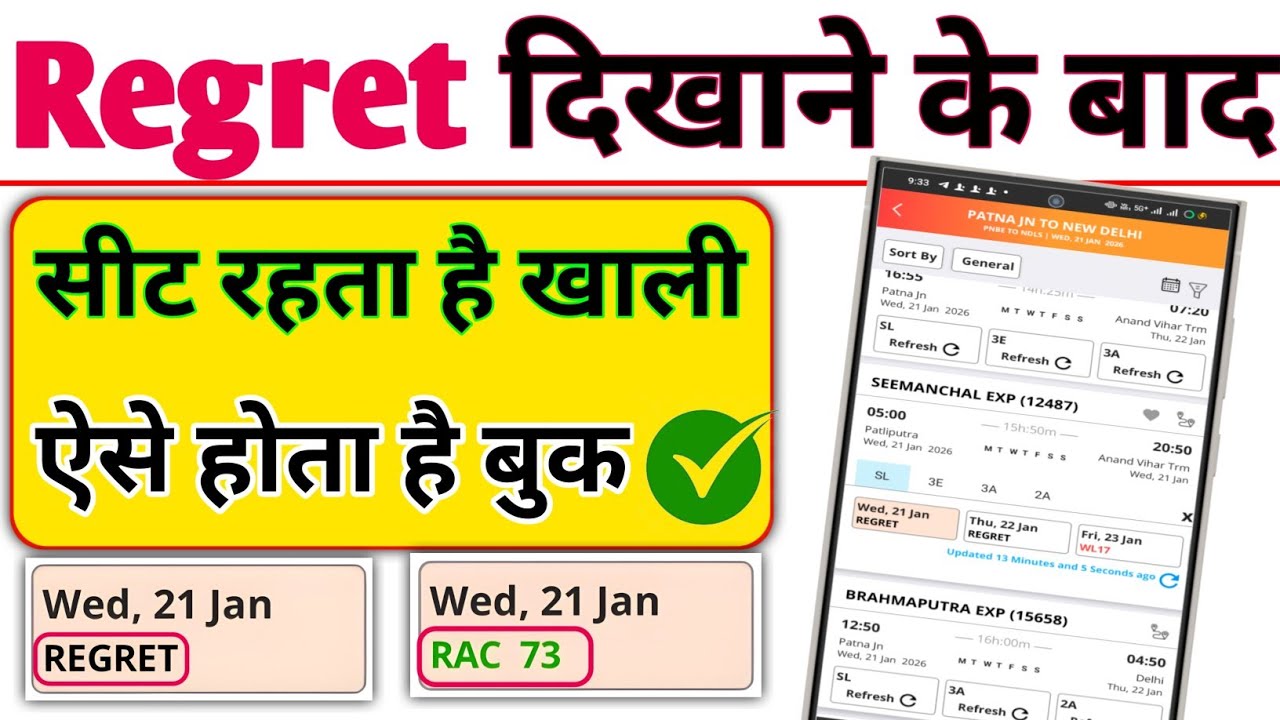 Regret train ticket | Regret ka matalab kya hota hai