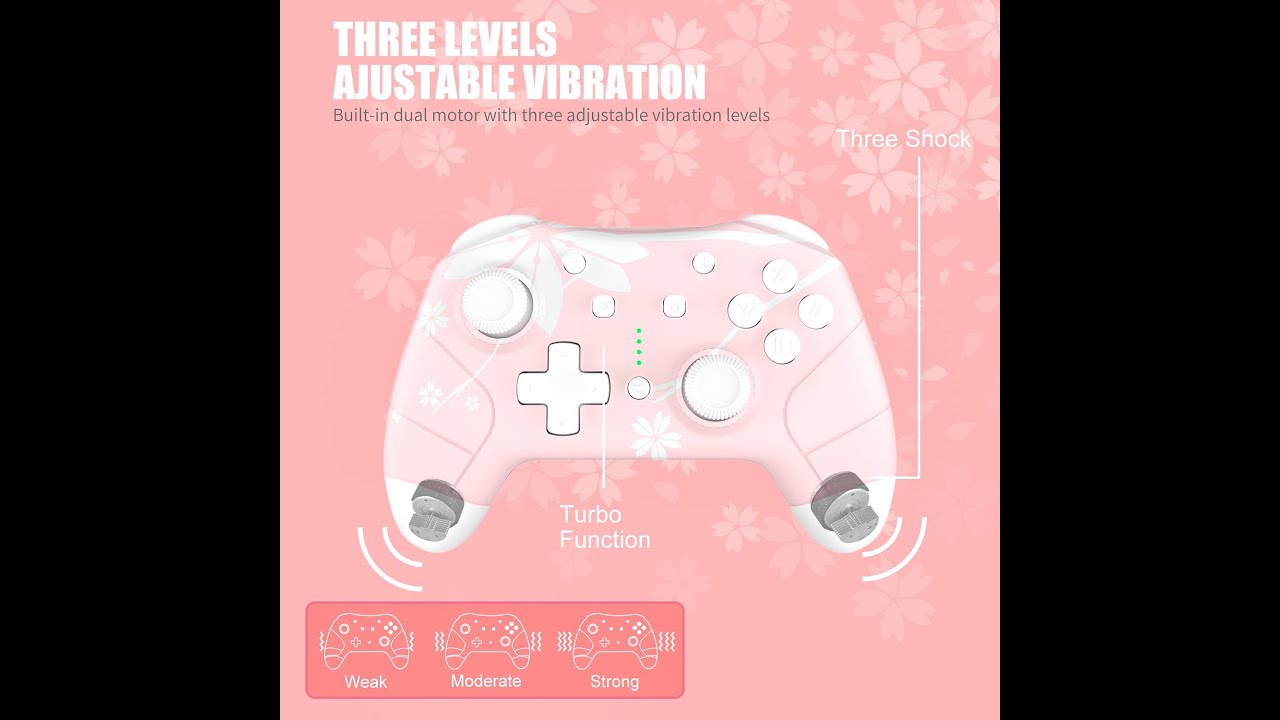 Mytrix Wireless Pro Controller for Nintendo Switch Tutorial - Sakura Pink - Adjustable Turbo Speed