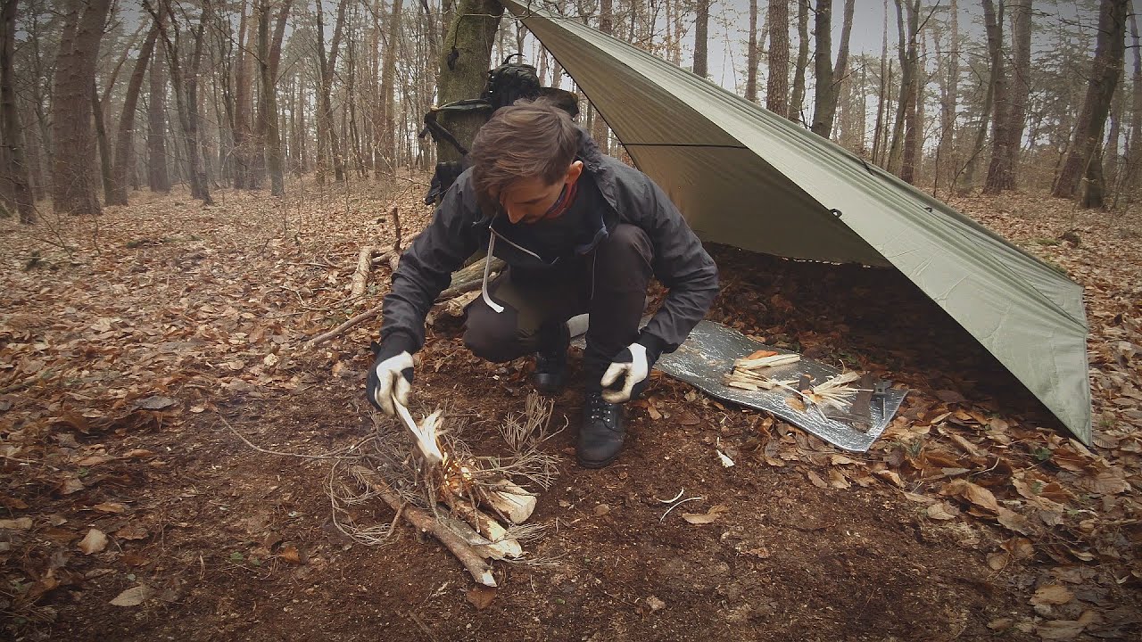 Szary Zimny Listopadowy Biwak, Kaszanka z Patelni. Bushcraft