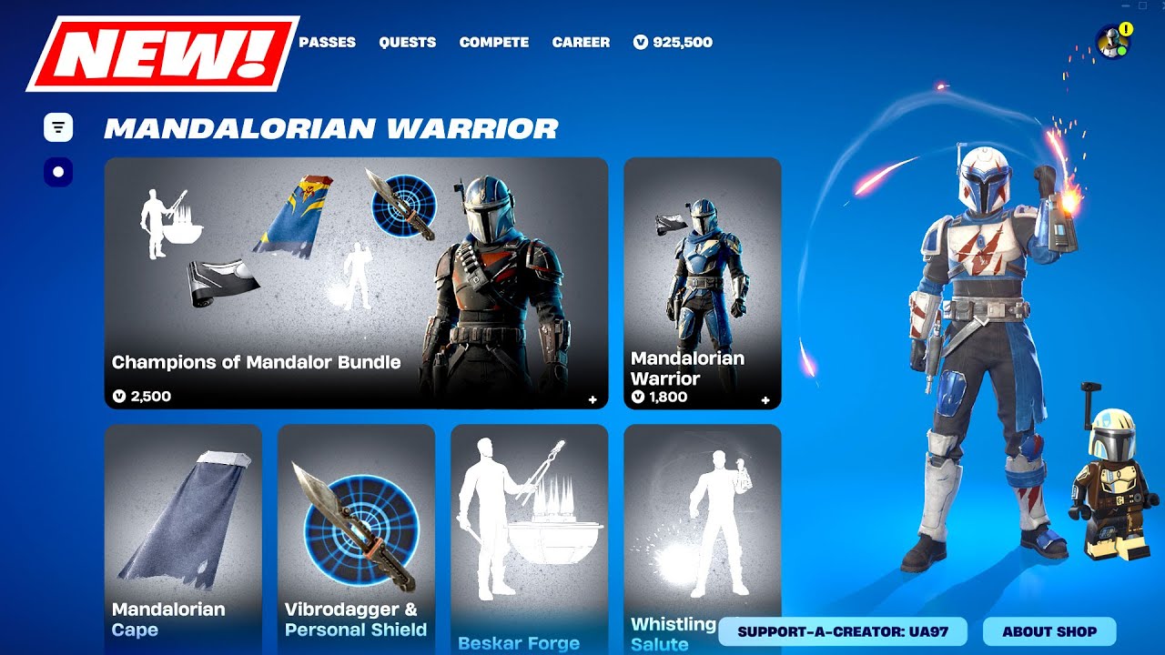 Fortnite NEW Champions of Mandalore (MANDALORIAN WARRIOR) FULL Skin Bundle & Emotes ITEM SHOP!🔥
