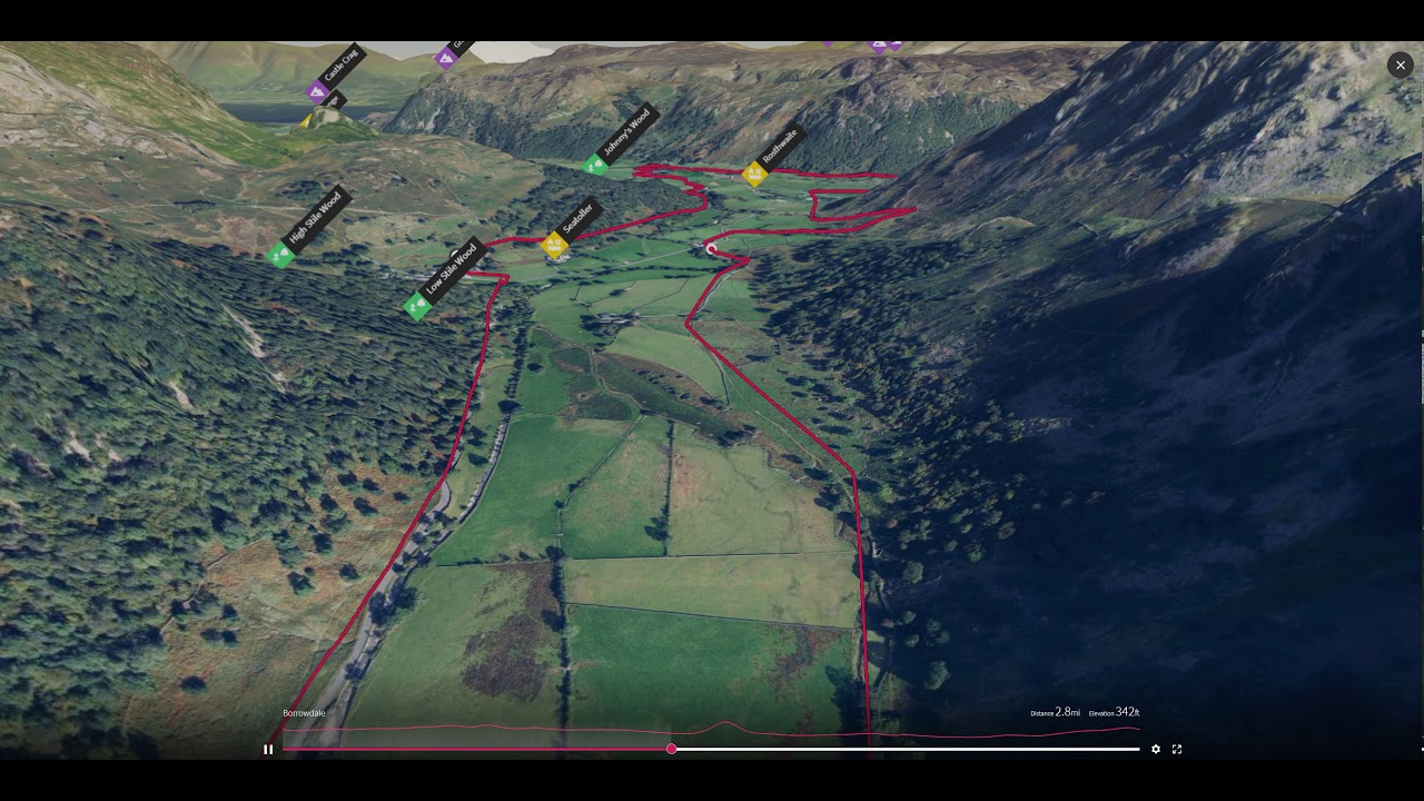 Borrowdale, Western Lake District - 3D fly-through