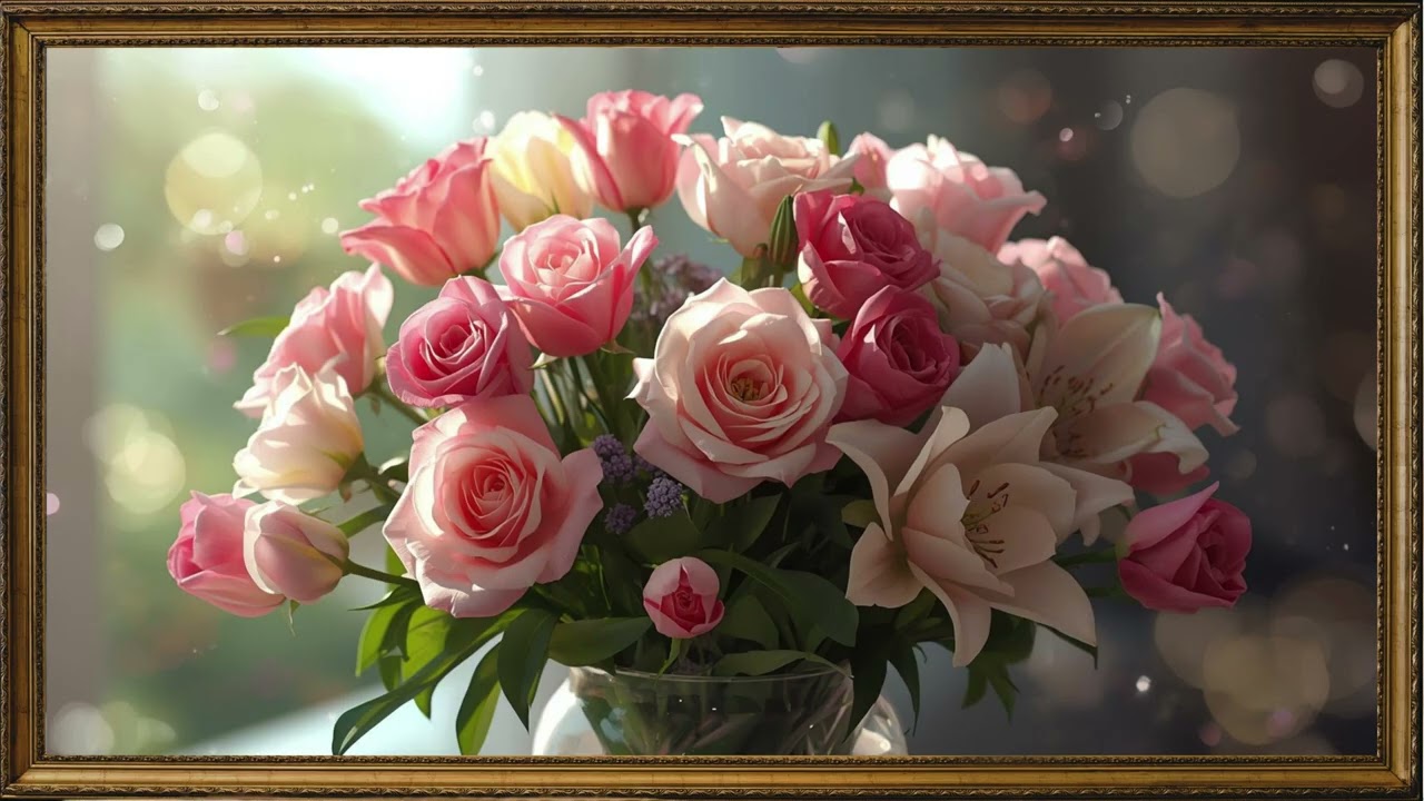 Ramo de flores clásicas | Arte digital de tranquilidad y belleza | Protector de pantalla TV 🌸