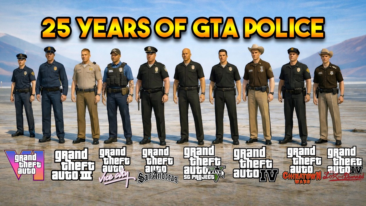 GTA : 25 Years Of All GTA Police Characters In One Video !
