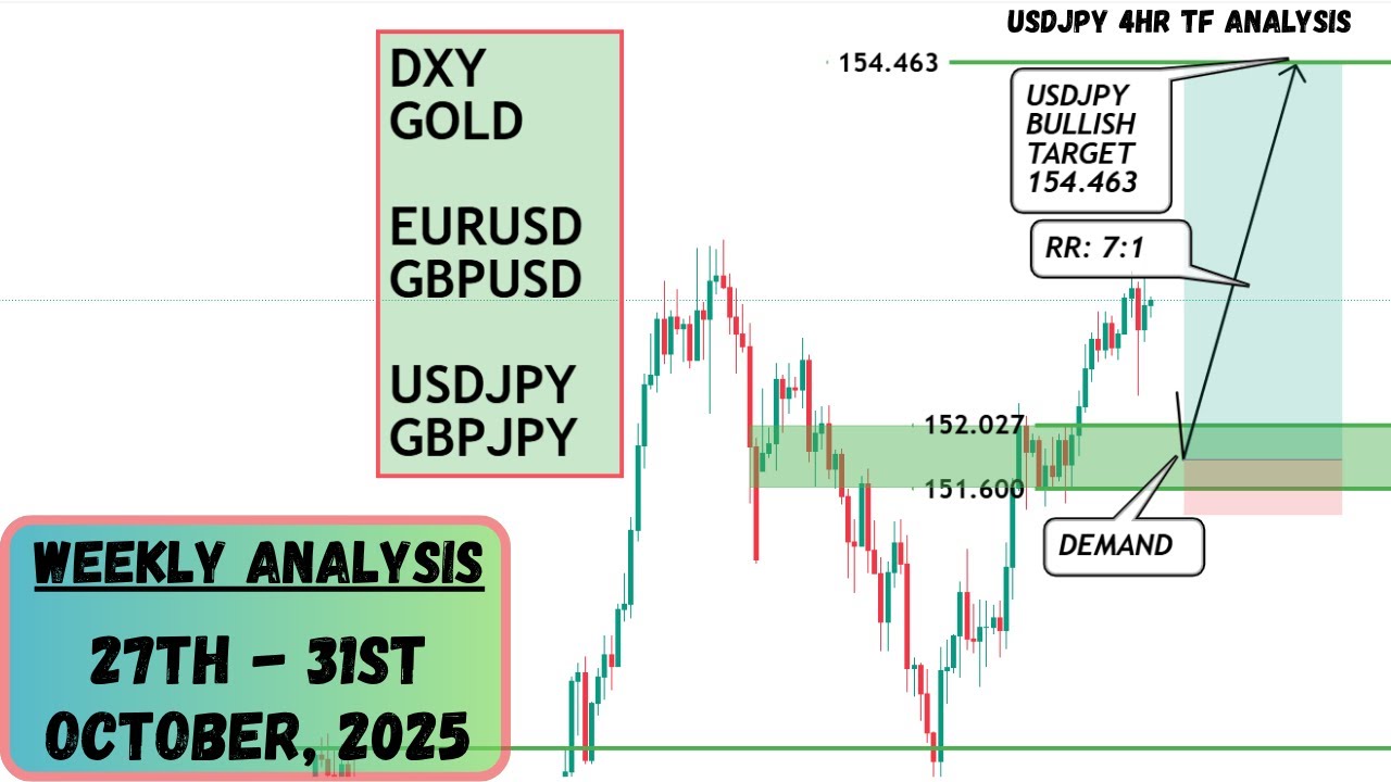 ЕЖЕНЕДЕЛЬНЫЙ АНАЛИЗ ФОРЕКС (27&ndash;31 октября 2025 г.) &mdash; USDJPY, GBPJPY, EURUSD, GBPUSD, DXY и XAUUSD...