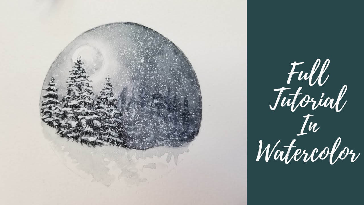 Snow Globe In Watercolor Full Tutorial