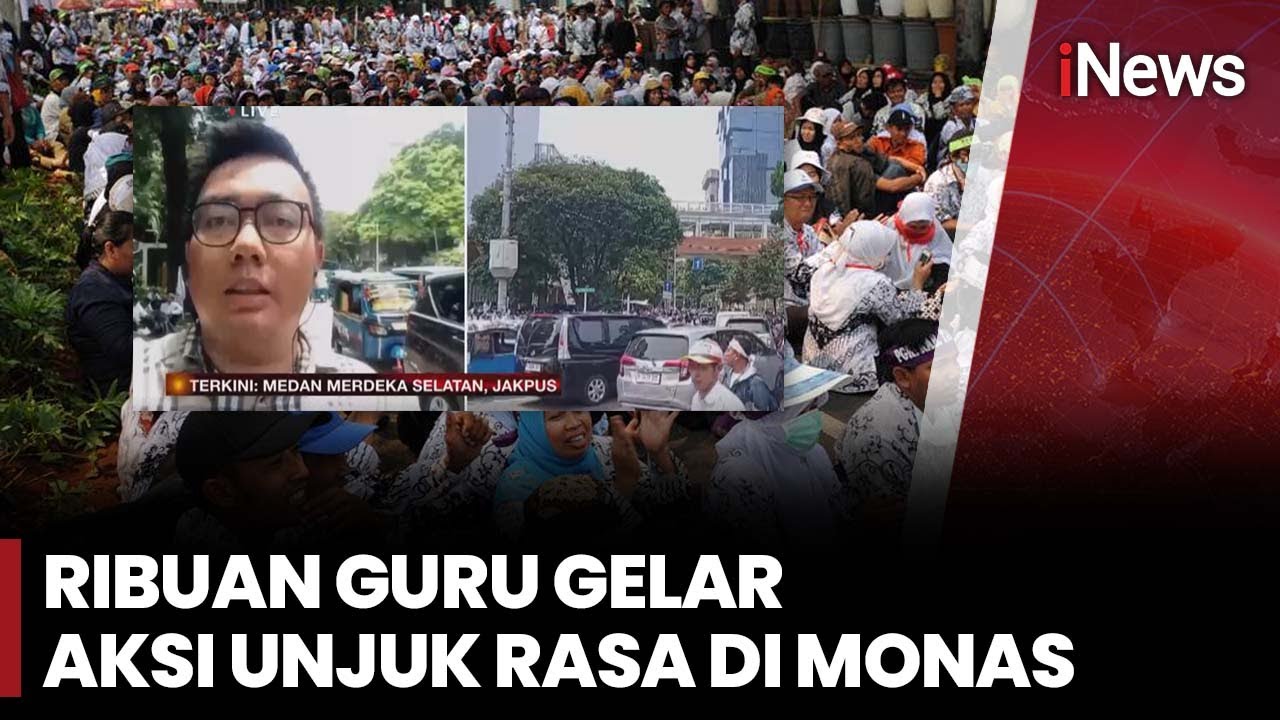 Situasi Aksi Unjuk Rasa Ribuan Guru Turun ke Monas Tuntut Kesetaraan Hak PPPK | iNews Siang 30/10