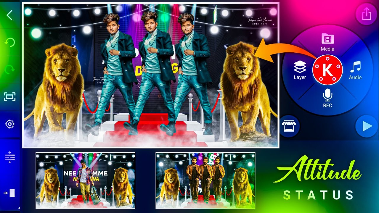 Lion Attitude amazing whatsapp status video editing in kinemaster in telugu