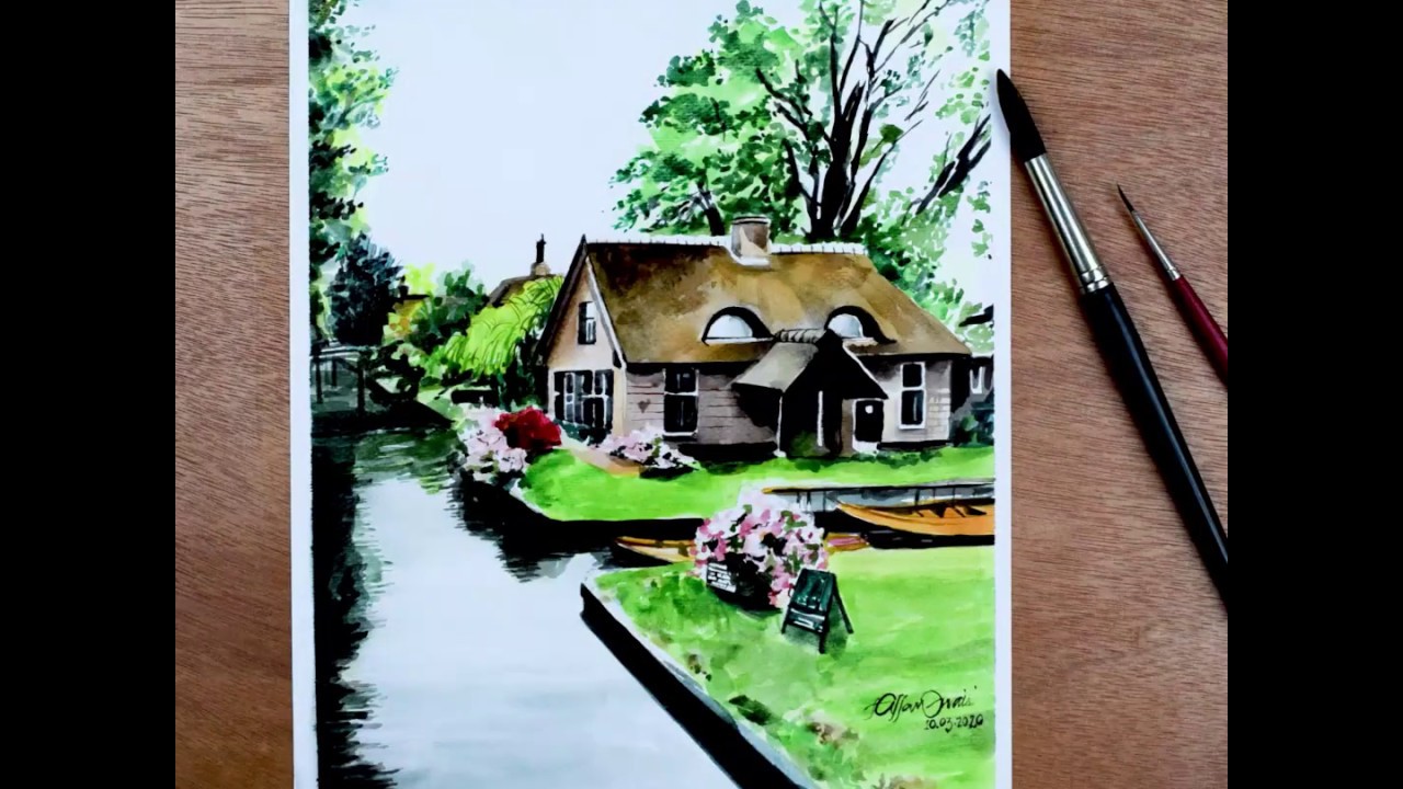Beautiful Landscape Watercolor Painting | Watercolor Painting | Painting Timelapse