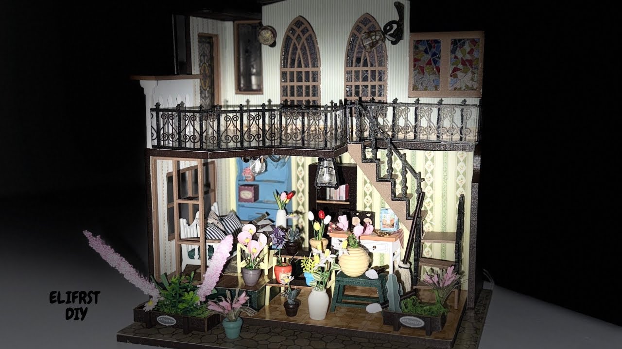 Building the 2nd Floor & Roof | Modern Miniature Flower House DIY