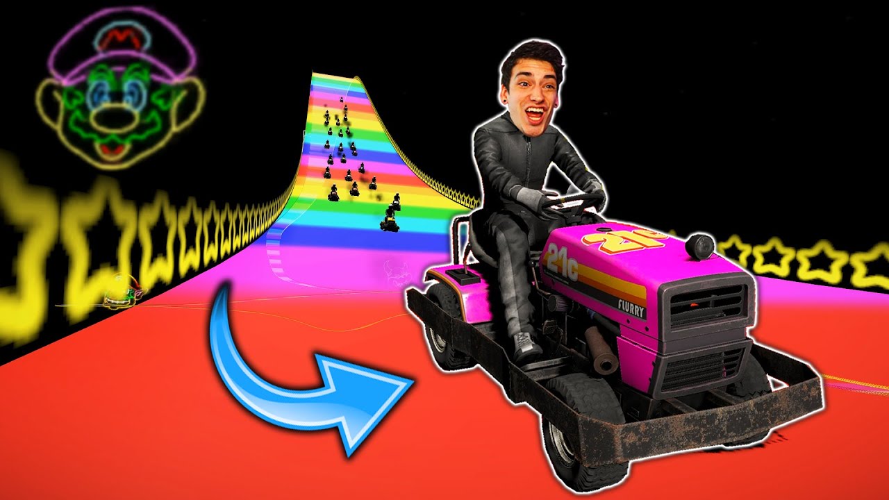 MARIO KART LAWN MOWER RACING?! *RAINBOW ROAD* (Wreckfest)