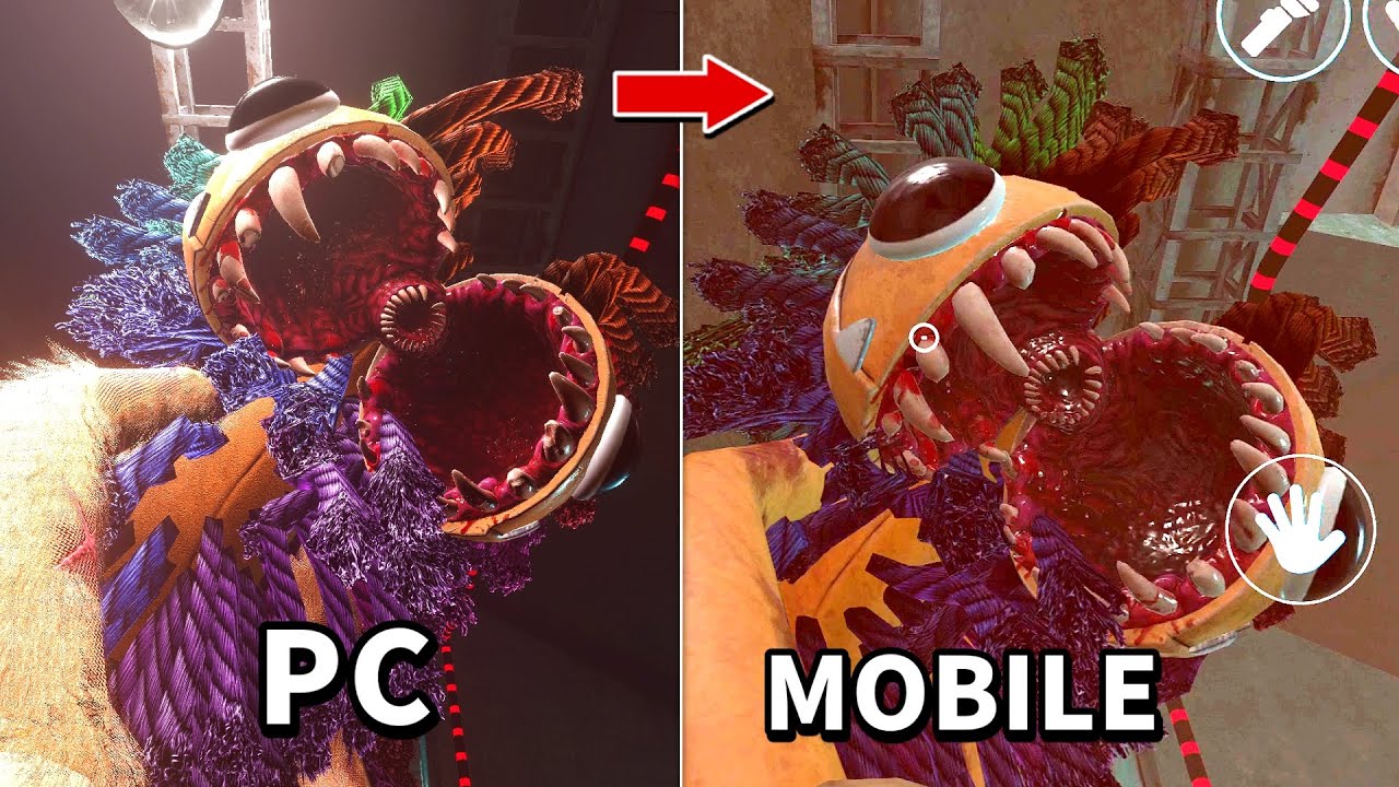 Poppy Playtime Chapter 4 Mobile Yarnaby Jumpscare Mobile vs PC - Comparison
