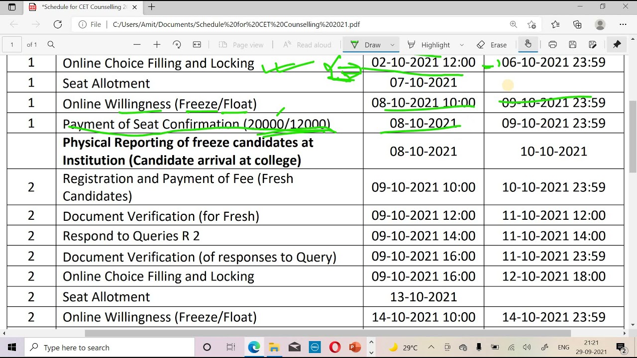 UPSEE  counclinng date  LAST DATE FEE PAYMENTS information of dates of all round