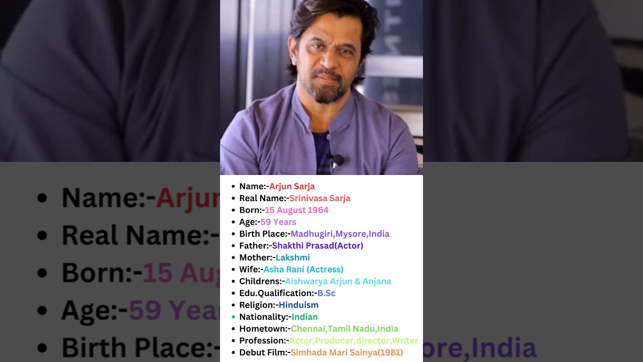 South Indian Actor Arjun Sarja Biography #arjunsarja #shortsvideo