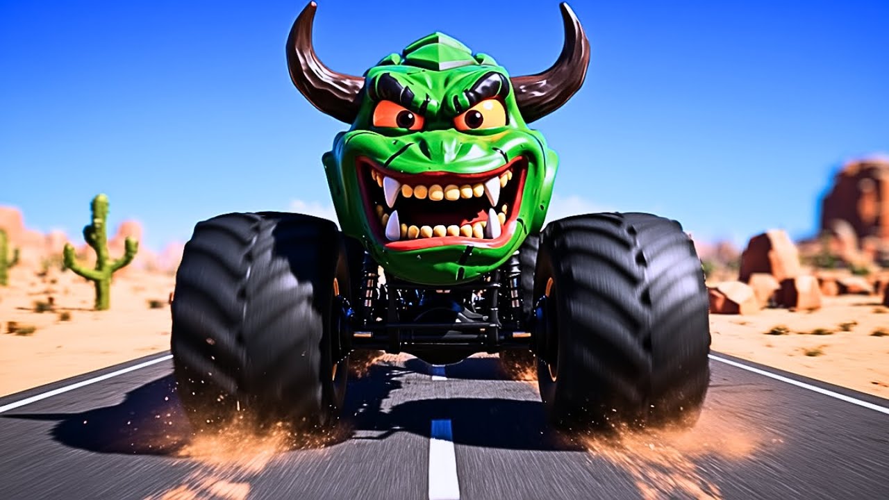 Epic Escape! Lightning Car vs Monster Truck Eater 😱🔥