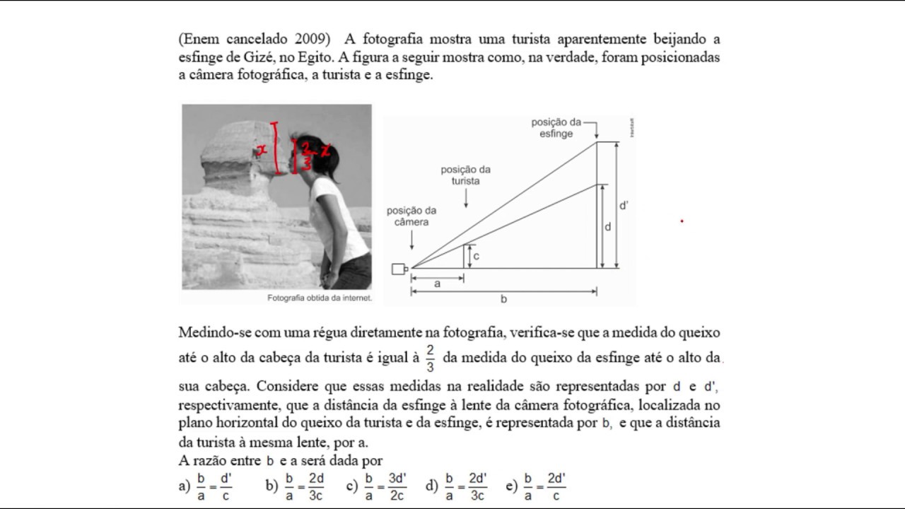QUESTÃO ENEM cancelado 2009   SEMELHANÇA DE TRIÂNGULOS