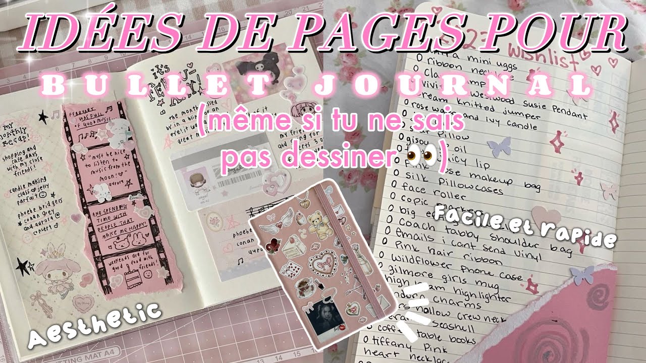 IDÉES DE PAGES FACILES et AESTHETIC à mettre dans son BULLET JOURNAL 🌸📓