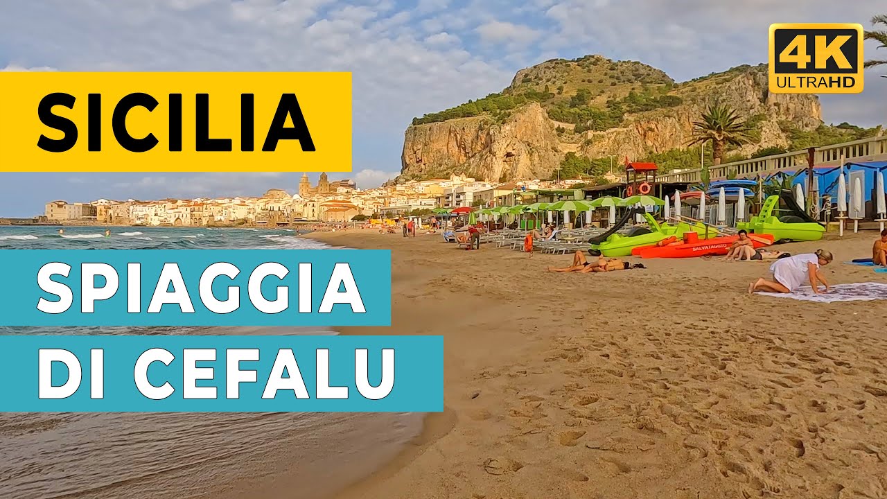 SICILIA: Spiaggia di Cefalù - Walking Tour (4K Ultra HD)