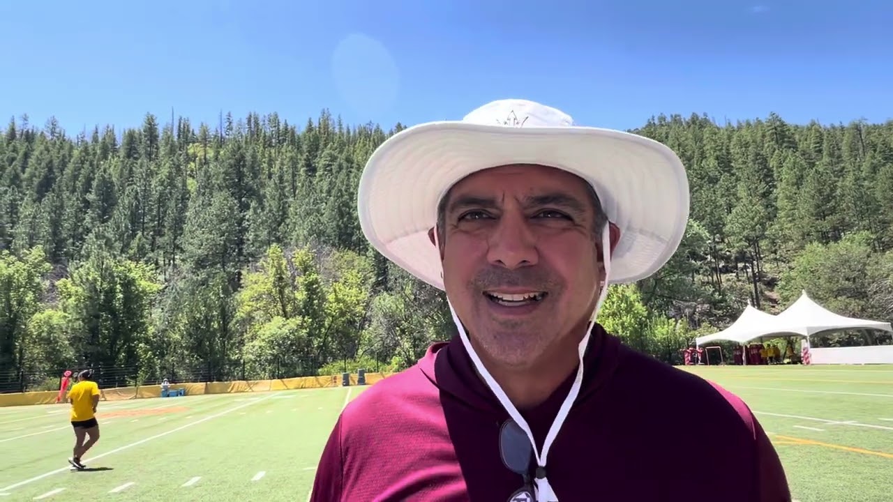 ASU RB coach Shaun Aguano following first Camp T practice (08/07/24)