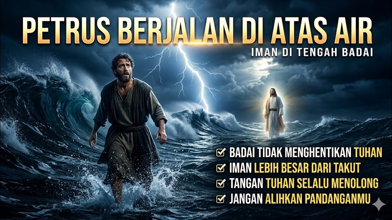 Petrus berjalan diatas air bersama yesus