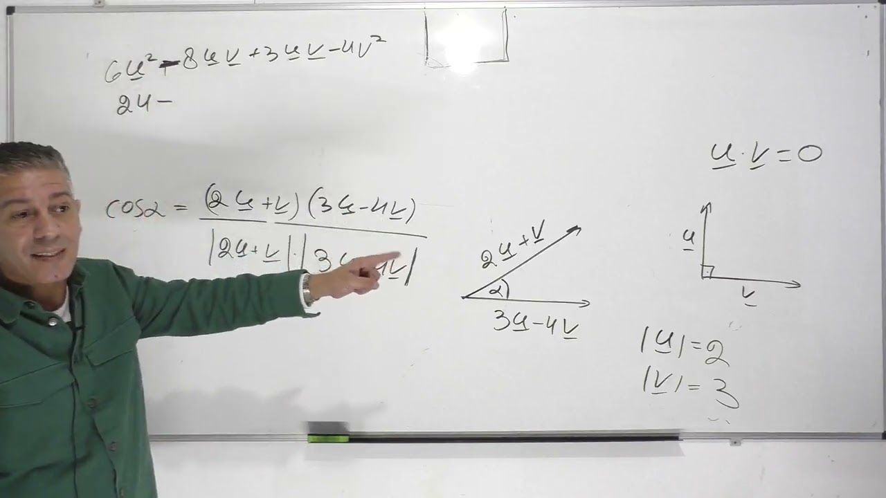 קורס הוקטור הגיאומטרי-שיעור 29- אורך של וקטור,זוית בין שני וקטורים,מכפלה סקלרית של שני וקטורים