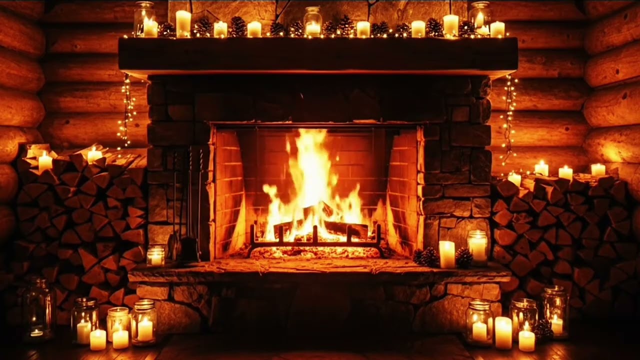Deep Sleep Cabin | fireplace Ambience | Crackling Fire Sounds for Deep Sleep, Relaxation&Study 24/7