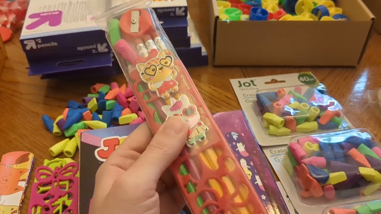 Packing filler pencil packs for Operation Christmas Child!