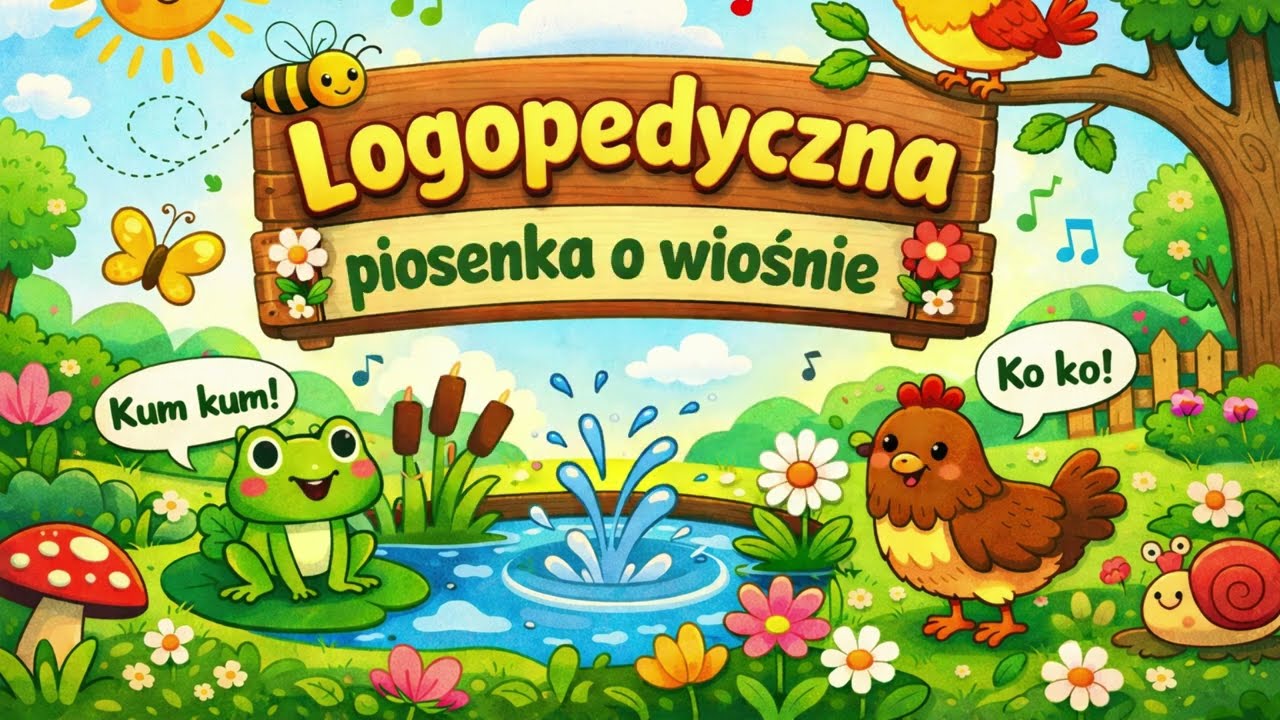 Logopedyczna piosenka o wiośnie 🌸 – Ćwiczenia wymowy dla dzieci 🎵 onomatopeje