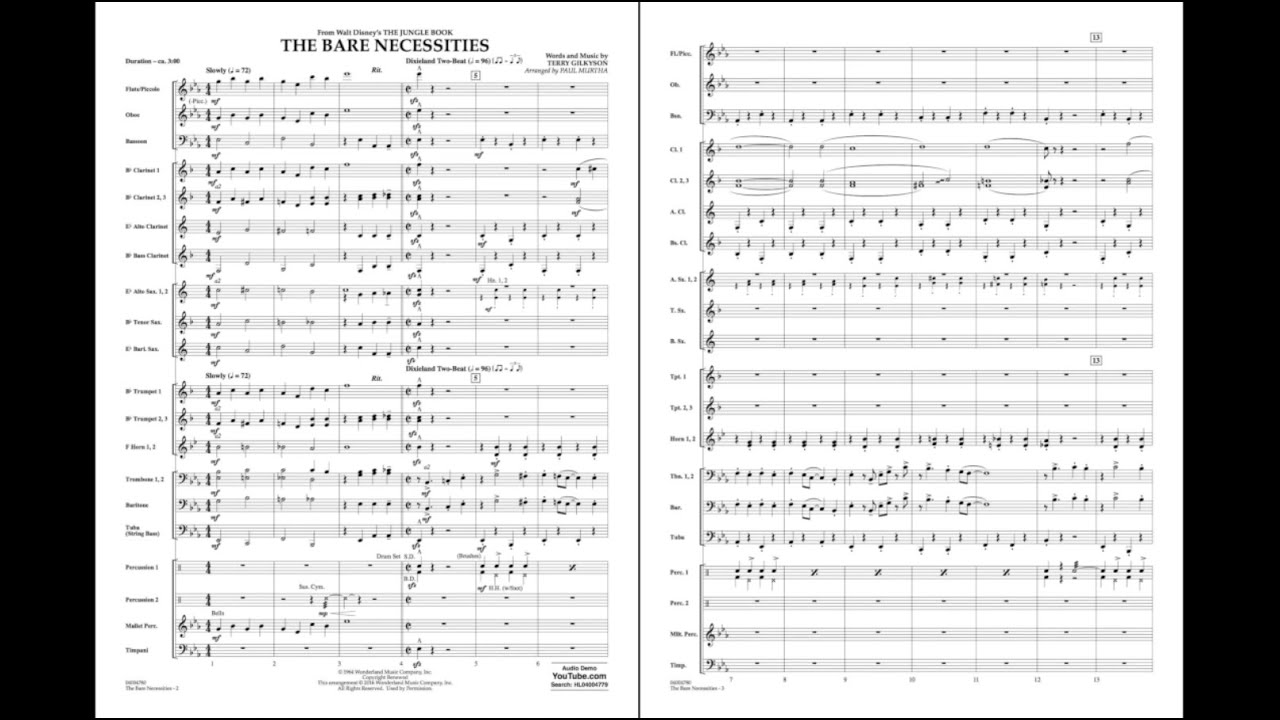 The Bare Necessities by Terry Gilkyson/arr. Paul Murtha
