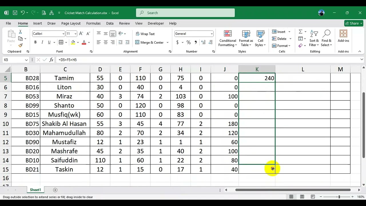 Microsoft Excel Class 17 | Cricket Match Calculation | Age Calculation | XLOOKUP, UNIQUE, SUMIF