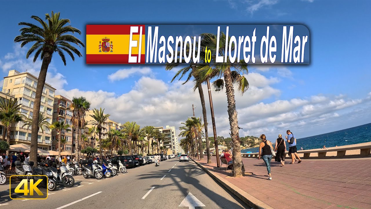 Driving along the coast of the Balearic Sea from El Masnou to Lloret de Mar, Spain 🇪🇸
