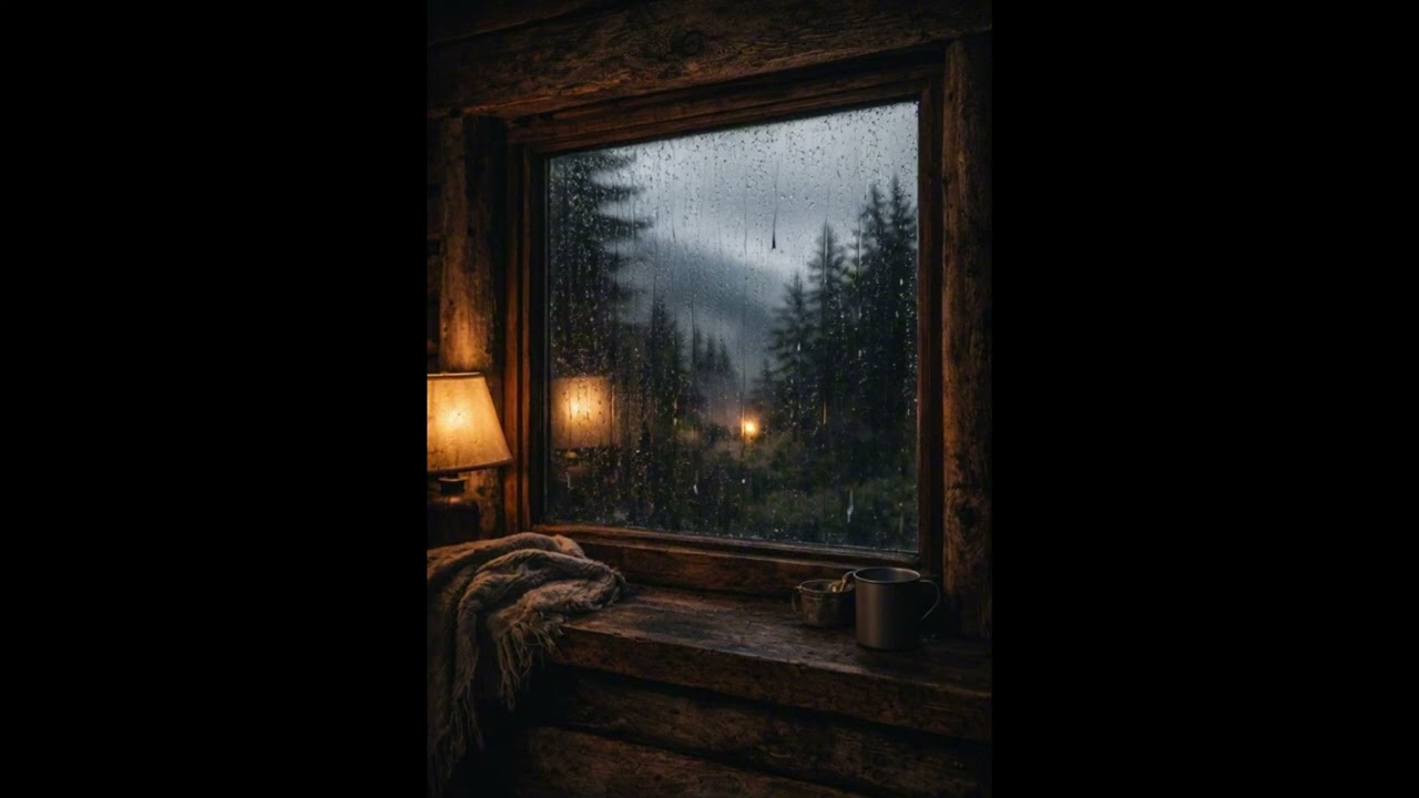 Rain on Cabin Window at Night 🌧️ Cozy Forest Ambience for Sleep (1 Hour)