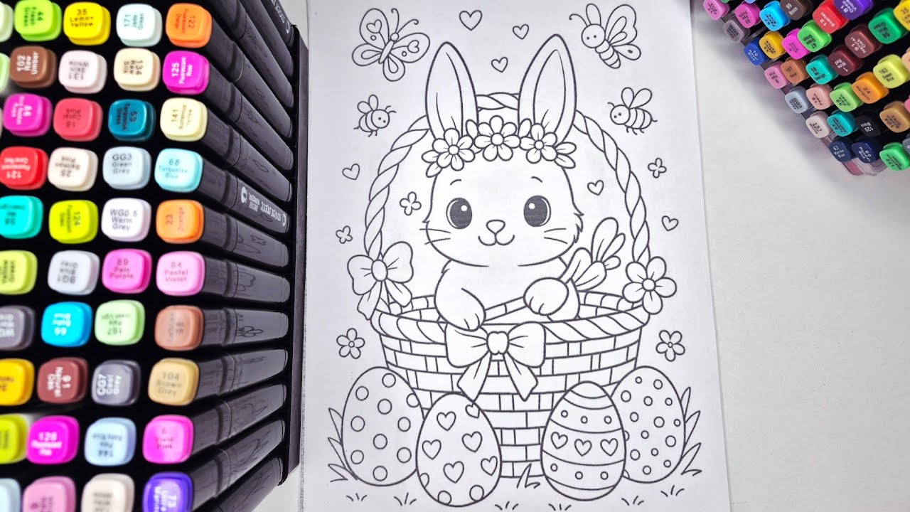 Satisfying Bunny & Easter Eggs Coloring 🐰🥚 ASMR Calm Cozy