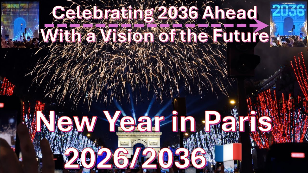 PARIS New Year's Eve - Celebrating 2036 ahead with a vision of the future on 31 December 2026. 4K