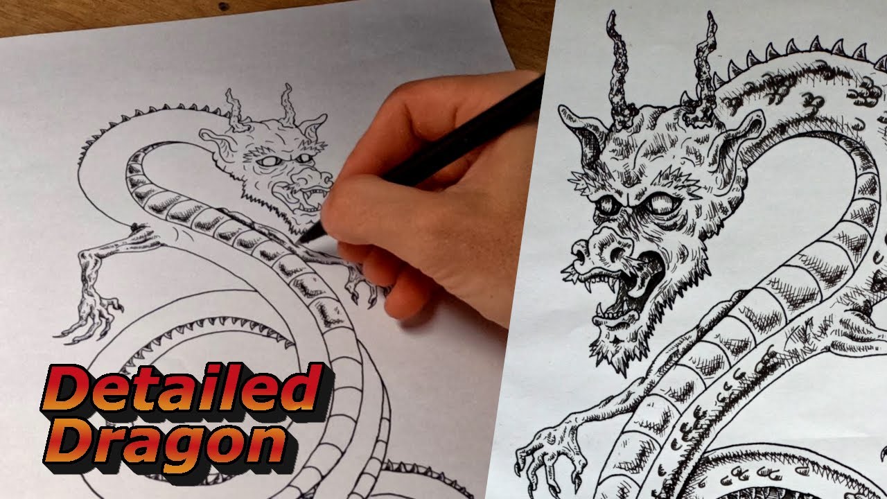 Drawing a Detailed Pen & Ink Dragon Start to Finish