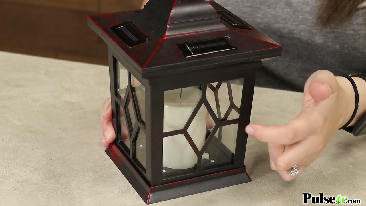 Outdoor LED Solar Lantern Flickering Candle Light