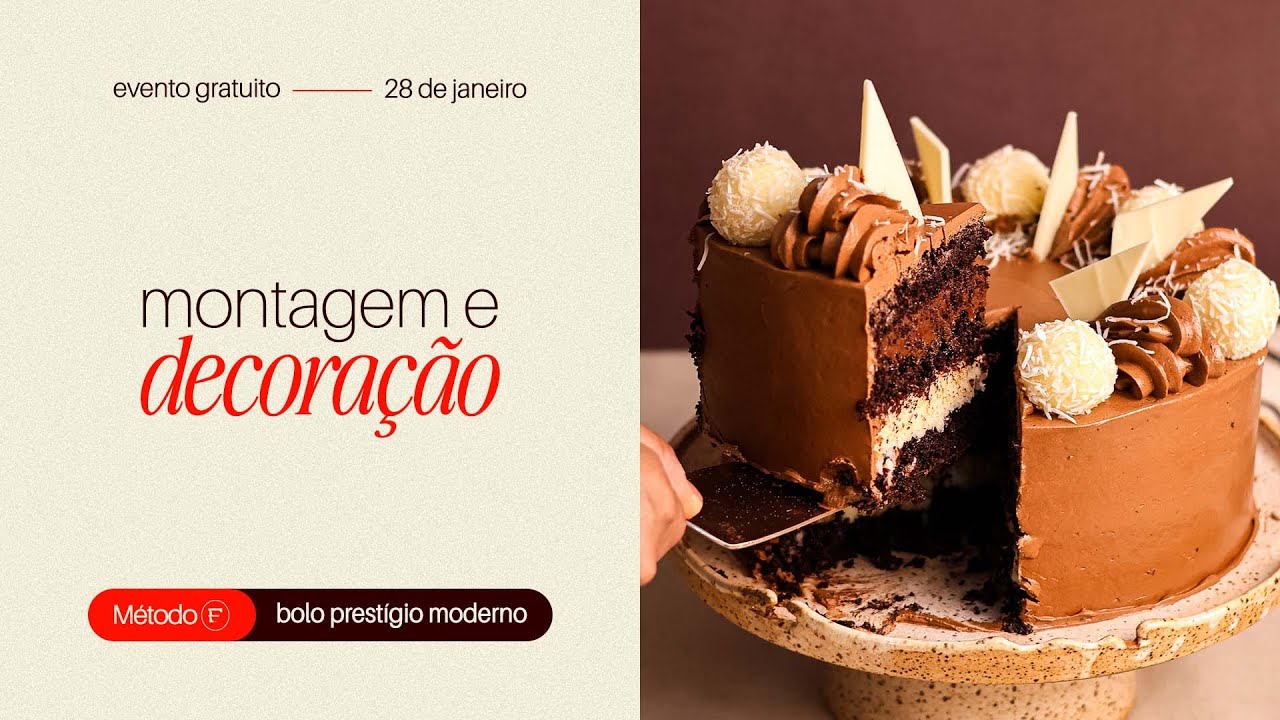 Às 19h10 - Aula 2 Bolo Prestígio Moderno - Montagem e Decoração