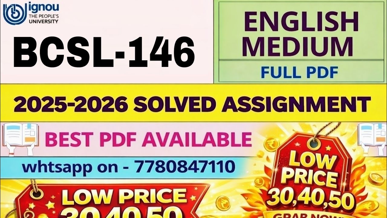BCSL 146 Solved Assignment 2025-2026 Latest IGNOU Assignment Solution WhatsApp us on 7780847110