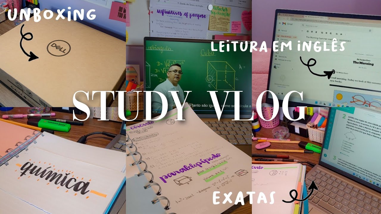 study vlog ✨ unboxing novo notebook, leitura em inglês, sala do saber, resumos, etc.