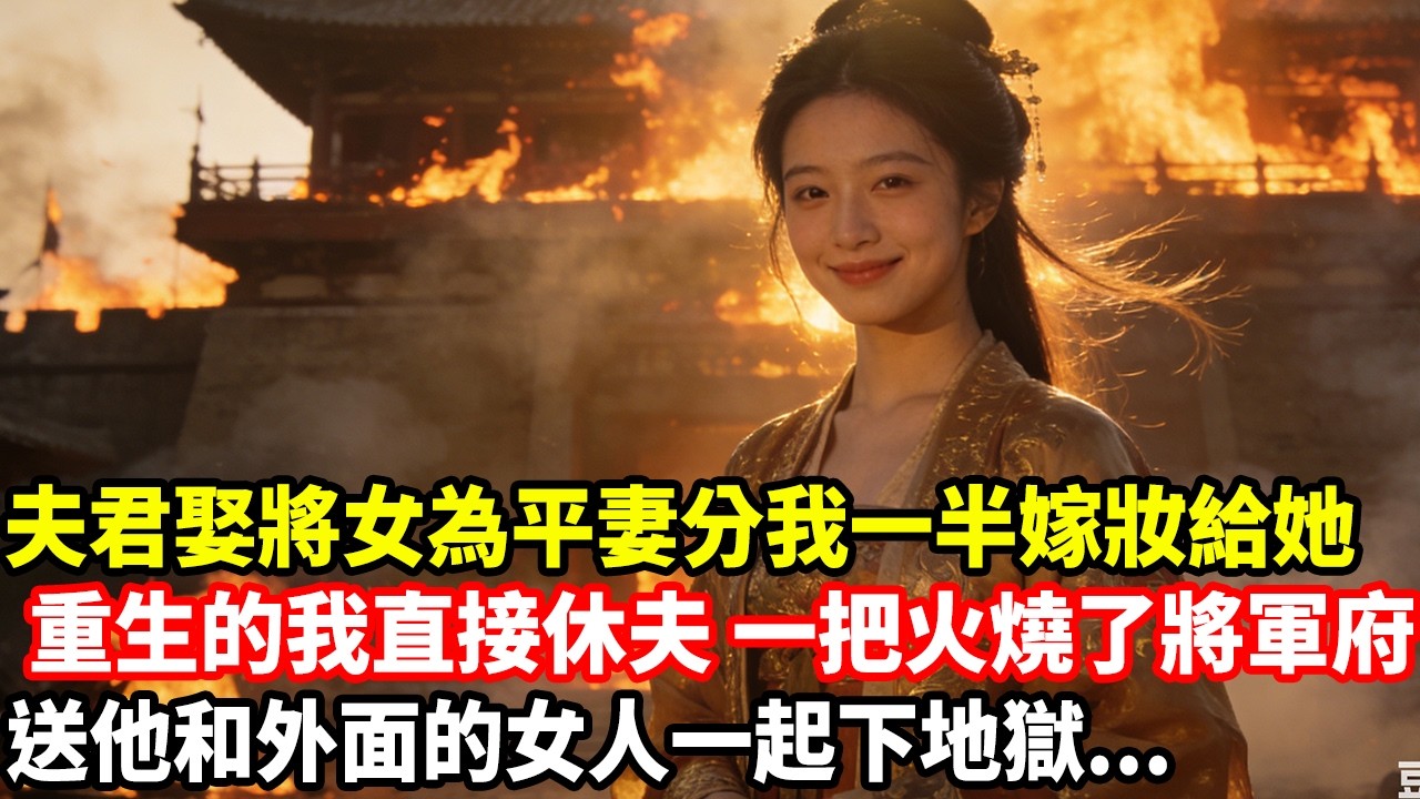 夫君娶將女為平妻分我一半嫁妝給她，重生的我直接休夫，一把火燒了將軍府，送他和外面的女人一起下地獄...