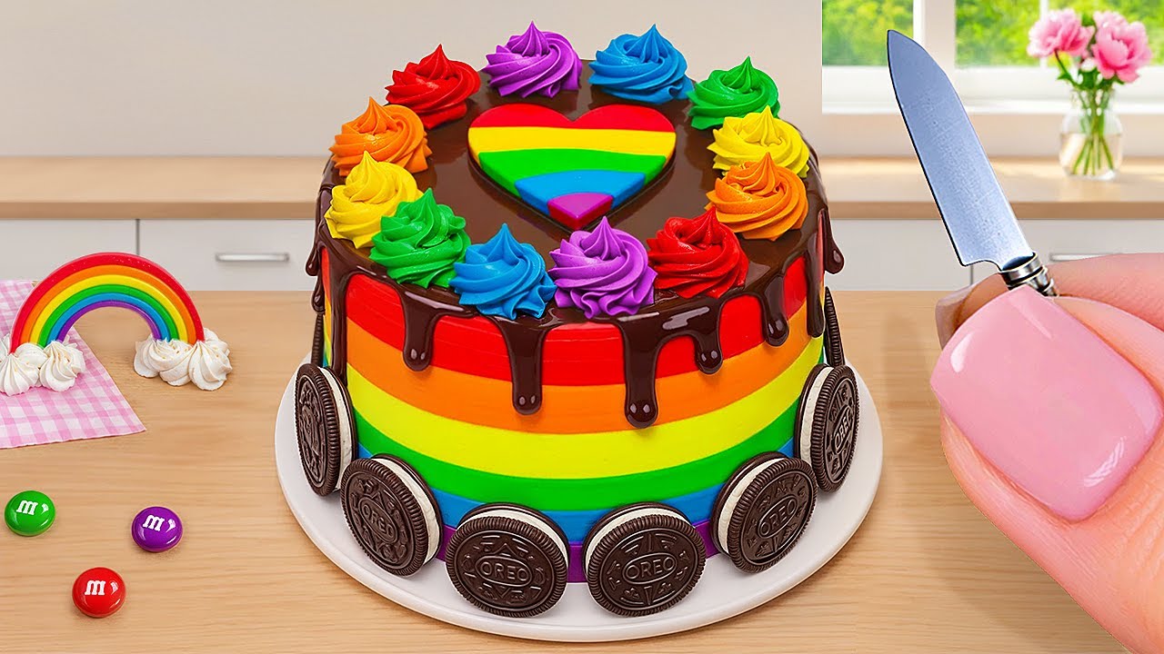 Rainbow Heart Cake Recipe with OREO Decorating Ideas