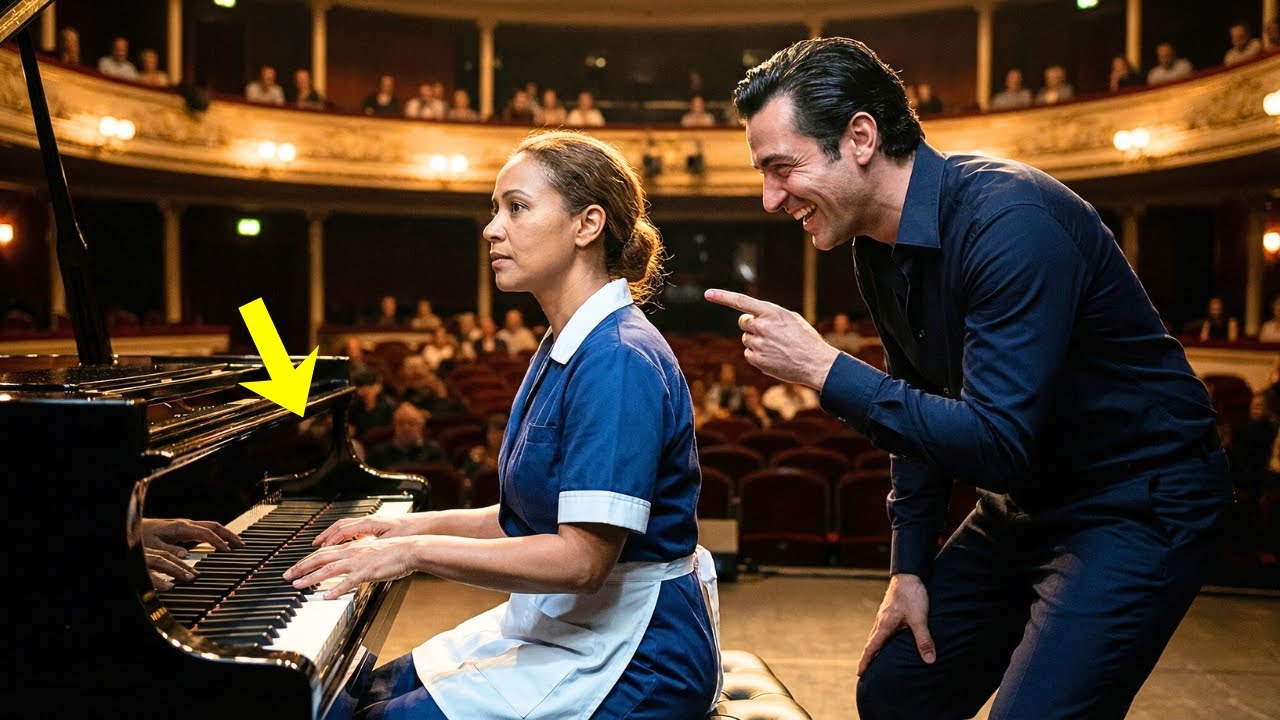 “TOQUE ALGO PRA GENTE RIR!” — RIU O PIANISTA… E A FAXINEIRA DEIXOU O TEATRO EM CHOQUE!