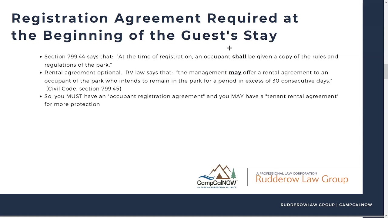 Removal and Evictions Under the Recreational Vehicle Park Occupancy Law