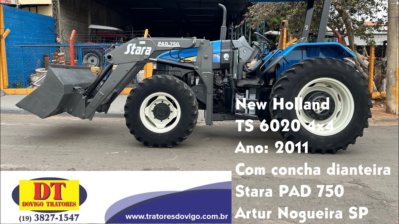 Trator New Holland TS 6020 4x4 Ano 2011 com conjunto de concha dianteira Stara PAD 750 a Vendaa !! 