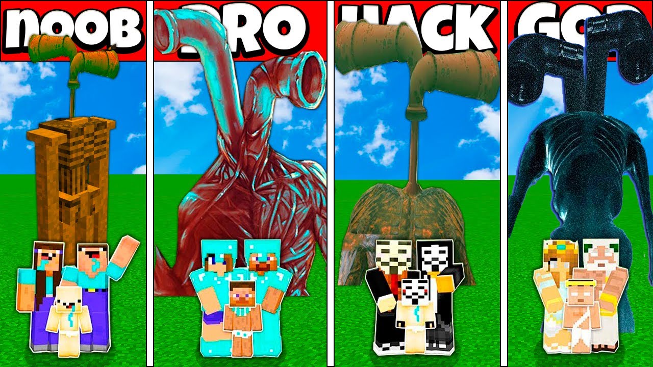 Minecraft Battle: FAMILY PIPE HEAD SCP 6789 HOUSE CHALLENGE NOOB vs PRO vs HACKER vs GOD - Animation