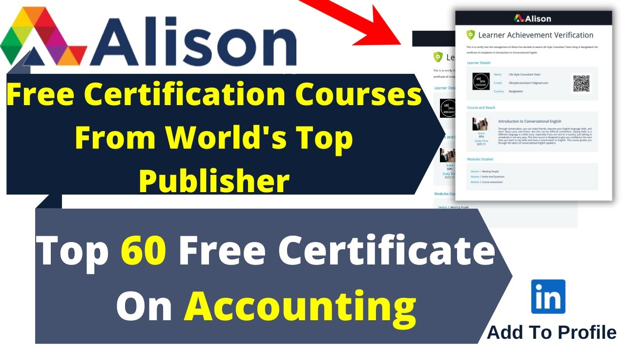 Alison Online Best Accounting Certification Courses | Free Certificate From Alison
